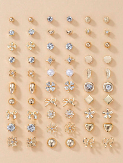 Elegant Rhinestone Stud Earrings Set