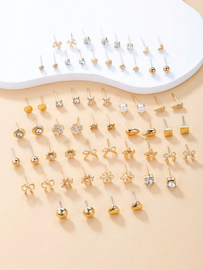 Elegant Rhinestone Stud Earrings Set