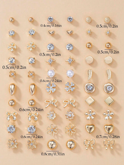 Elegant Rhinestone Stud Earrings Set