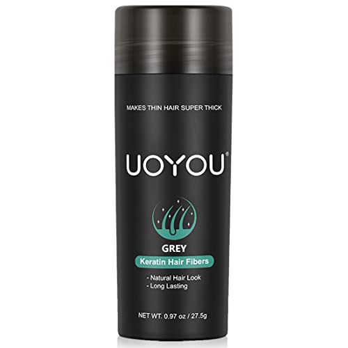GREY Hair Fibers for Thinning Hair 27.5g Bottle | Undetectable & Natural Keratin Hair Fibers Concealer for Hair Loss for Men and Women | Hair Building Fibres Powder [GREY]