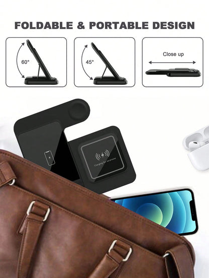 3-in-1 Fast Wireless Charger Dock Station for iPhone, Watch & AirPods
