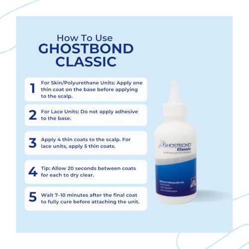 GHOSTBOND Classic Hair Replacement Adhesive 5oz - Invisible Wig Bonding Glue: Water & Oil-Resistant, Non-Toxic, Strong Hold For Secure and Natural-Looking Poly & Lace, Wigs & Toupee Systems