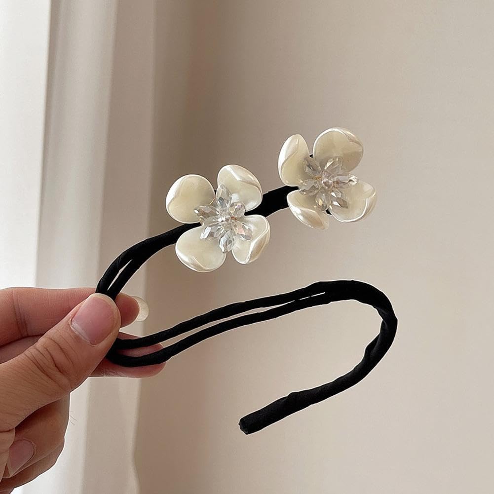 2 Pcs Hair Bun Shining Silver Flowers Deft Bun Ball Hair Clip,Hair Bun Deft Bun for Hair Twister,Tie Dye Deft Bun Hair Bun for Long Thick for Women Girls Bun and Crown Shapers Hair Accessories