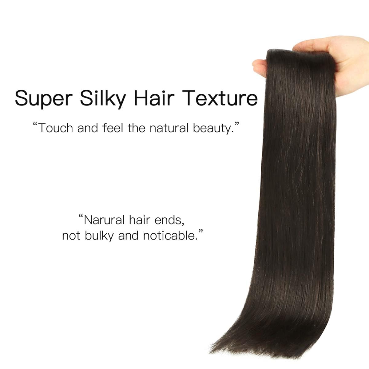 HOTBANANA Wire Hair Extensions, 12 inch 70g Dark Brown Fish Line Hair Extensions Real Human Hair Straight Invisible Wire Hair Extensions Remy Hair Extensions