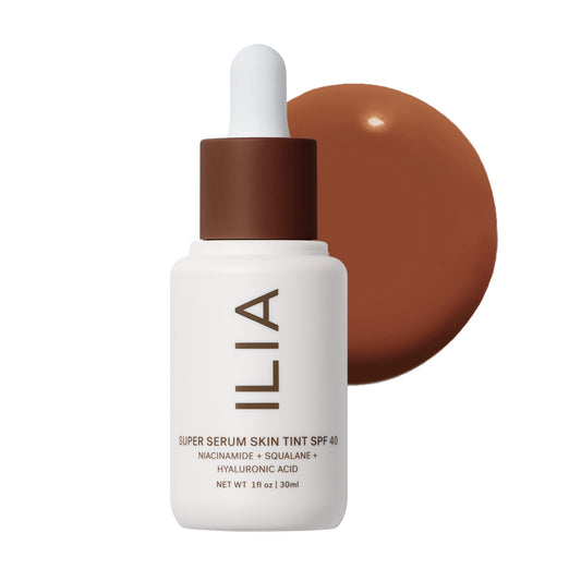 ILIA - Super Serum Skin Tint SPF 40 | Non-Comedogenic, Vegan, Lightweight to Help Against Blue Light, + Pollution while Hydrating, Smoothing, + Refining (Miho ST17, 1 fl oz | 30 ml)
