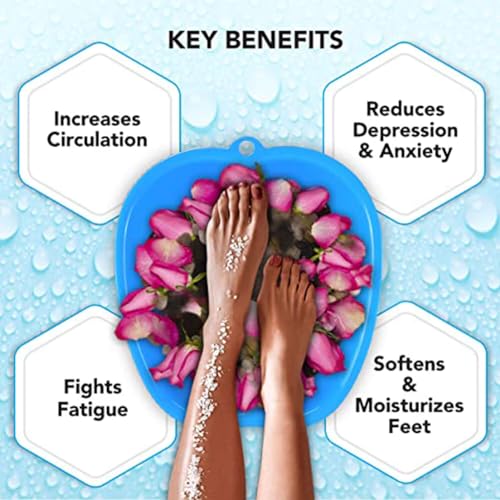Chpbolly Foot Soaking Tub Large Size Foot Basin Sturdy Soaking Feet Bucket Massager Tub Exfoliation Callus Pedicure Foot Spa Bath Bucket for Women and Men (Blue)