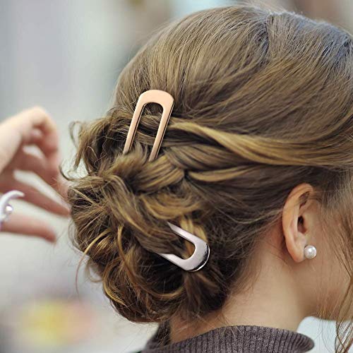 [2 Pack] Benefree U-Shape Hairpins, Bride Hair Accessories Hair Pins Clip Vintage Hair Stick,Hairstyle Chignon for Women Girls-Gold