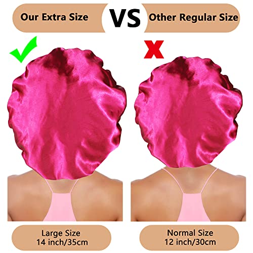 3PCS Extra Large Satin Bonnets for Sleeping, Hair Bonnets for Black Women Braids Curly Hair, G