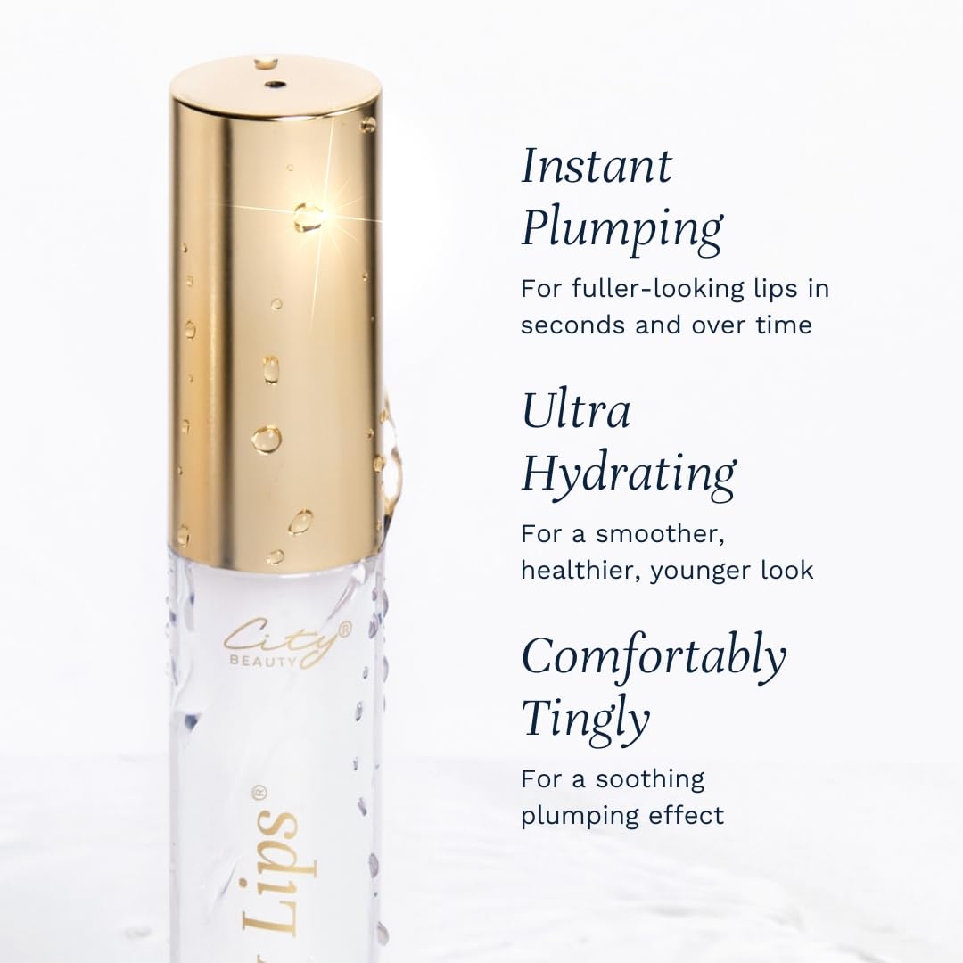 City Beauty City Lips Plumping Lip Gloss Plum Springs - High-Shine Gloss for Fuller, Younger-Looking Lips | Hydrating & Smoothing Lip Treatment Hyaluronic Acid