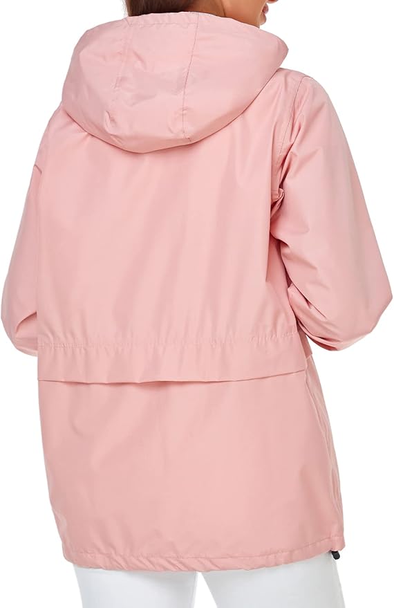 SaphiRose Lightweight Rain Jacket Women Waterproof Breathable Raincoat Packable Hooded Windbreaker