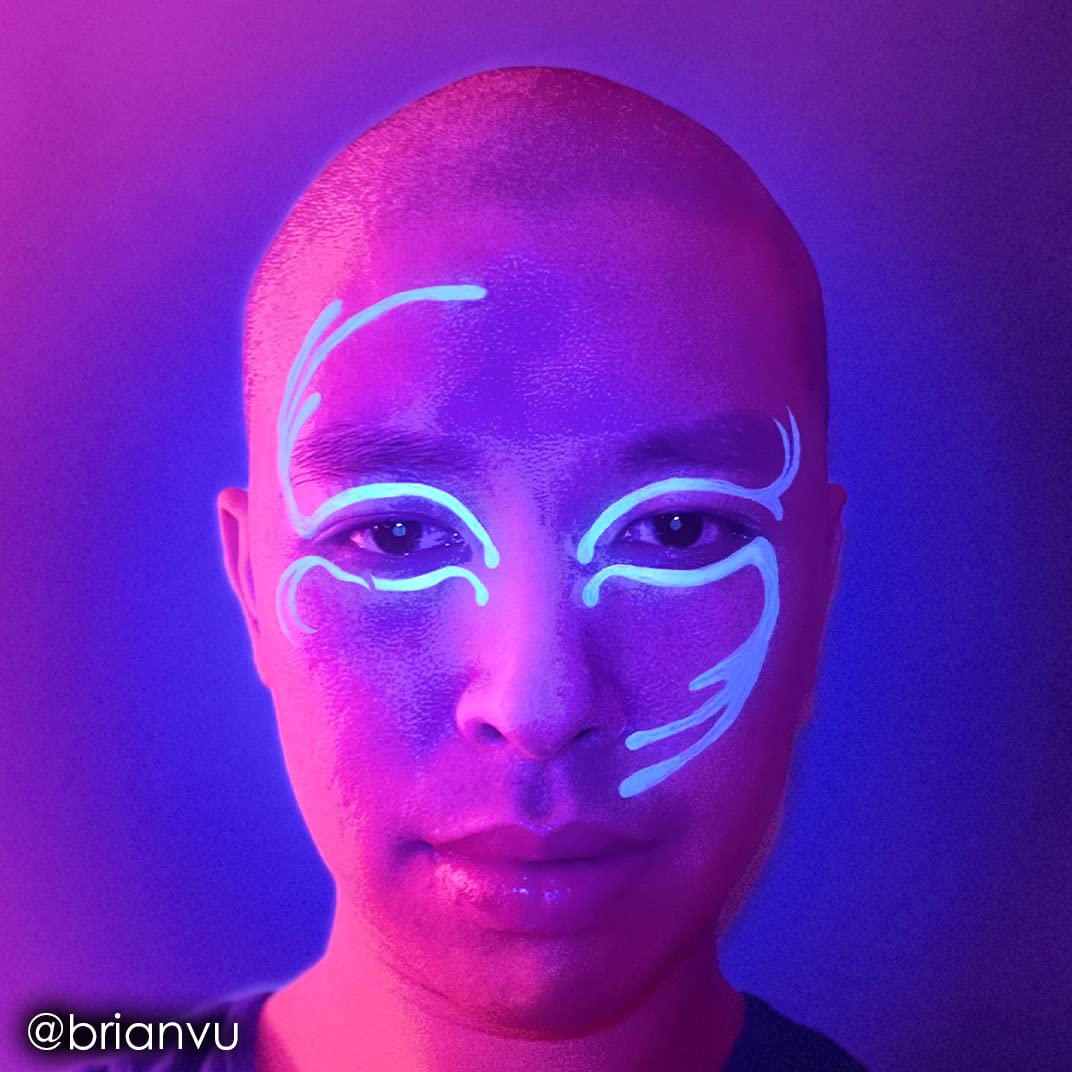 Mehron Paradise FX Neon UV Glow Colors | Pro Water Activated Black Light Reactive Paint for Raves, Costumes, Halloween, & Cosplay | Pro Size 1.4 oz (40 g) (Celestial – Neon Blue/Light Blue)