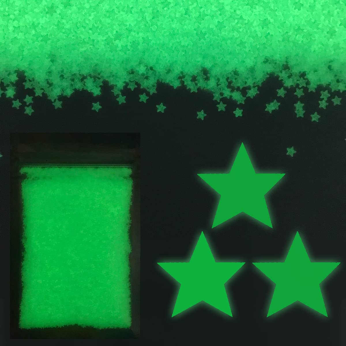 Holographic Body Glitter. Chunky Face Glitter, Hair Glitter, Eye Glitter and Body Glitter for Women. Rave Glitter, Festival Accessories, Cosmetic Glitter Makeup. Loose Glitter Set (Glow Stars)