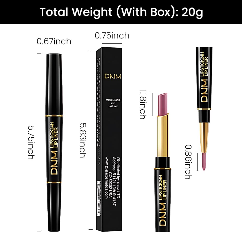 HHLTOH 2-in-1Light Plum Rose Lip Liner & Lipstick Set Kit for Women, Matte Lips Kit with Lip Liner Lip Stains Long Lasting Waterproof 24 Hour Lipstick and Lip Liners Combo Lipliners Pencil Set 24
