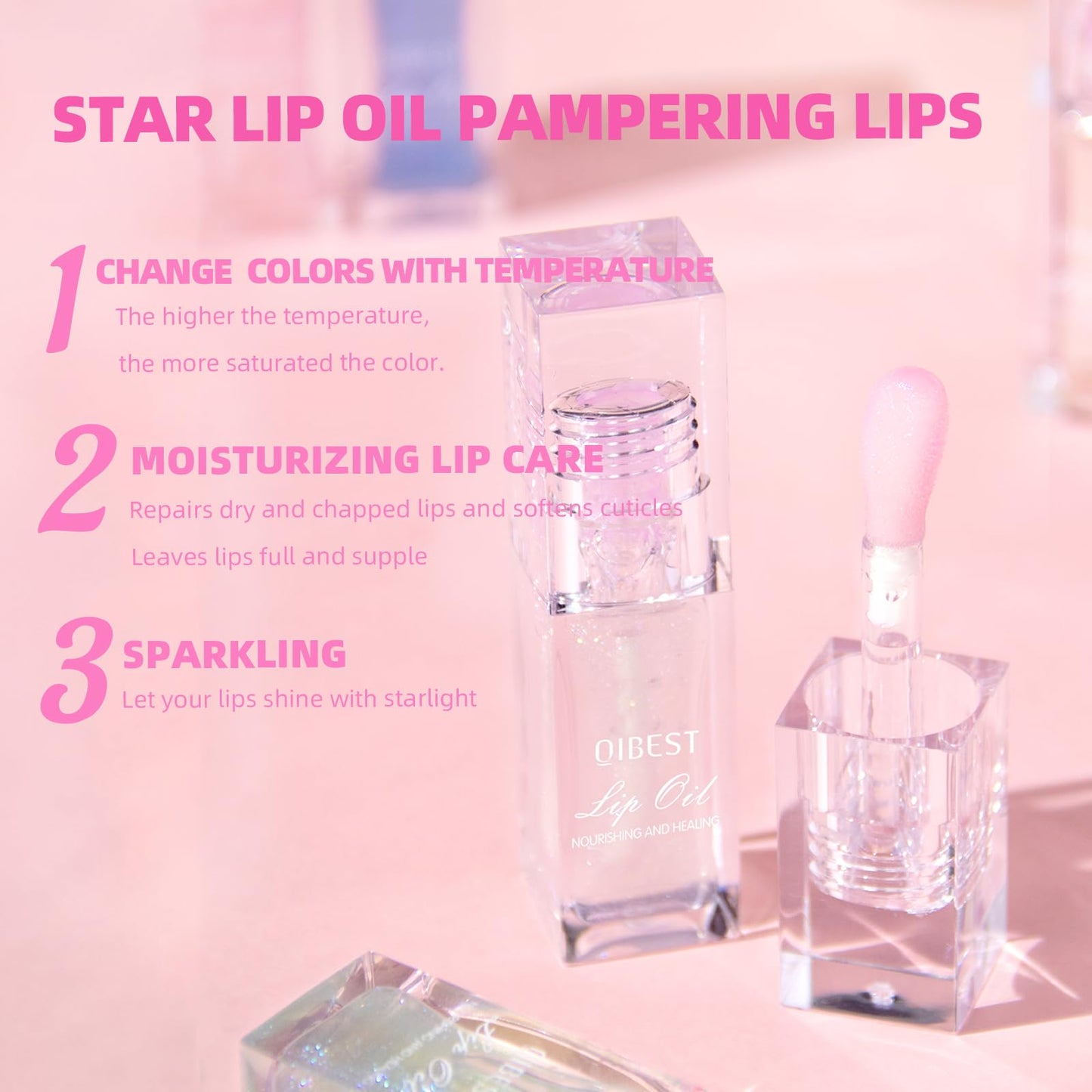 BANGFENG Magic Color Changing Moisturizing Lip Glow Oil Plumping Glimmer Glow Lipstick, Hydrating Lip Gloss Lip Care, Long Lasting Non-sticky Fresh Texture Lip Oil (Color Changing 04)