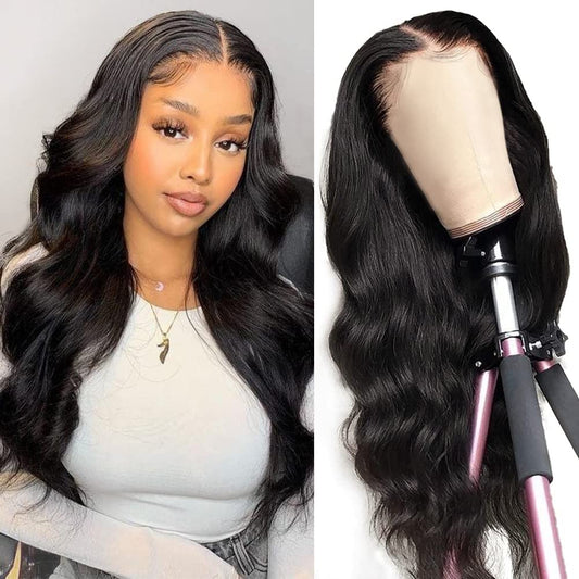 Hedy Body Wave Lace Front Wigs Human Hair Pre Plucked with Baby Hair Glueless 150% Density 4x4 Lace Closure Human Hair Wigs for Black Women Natural Color(18 Inch)