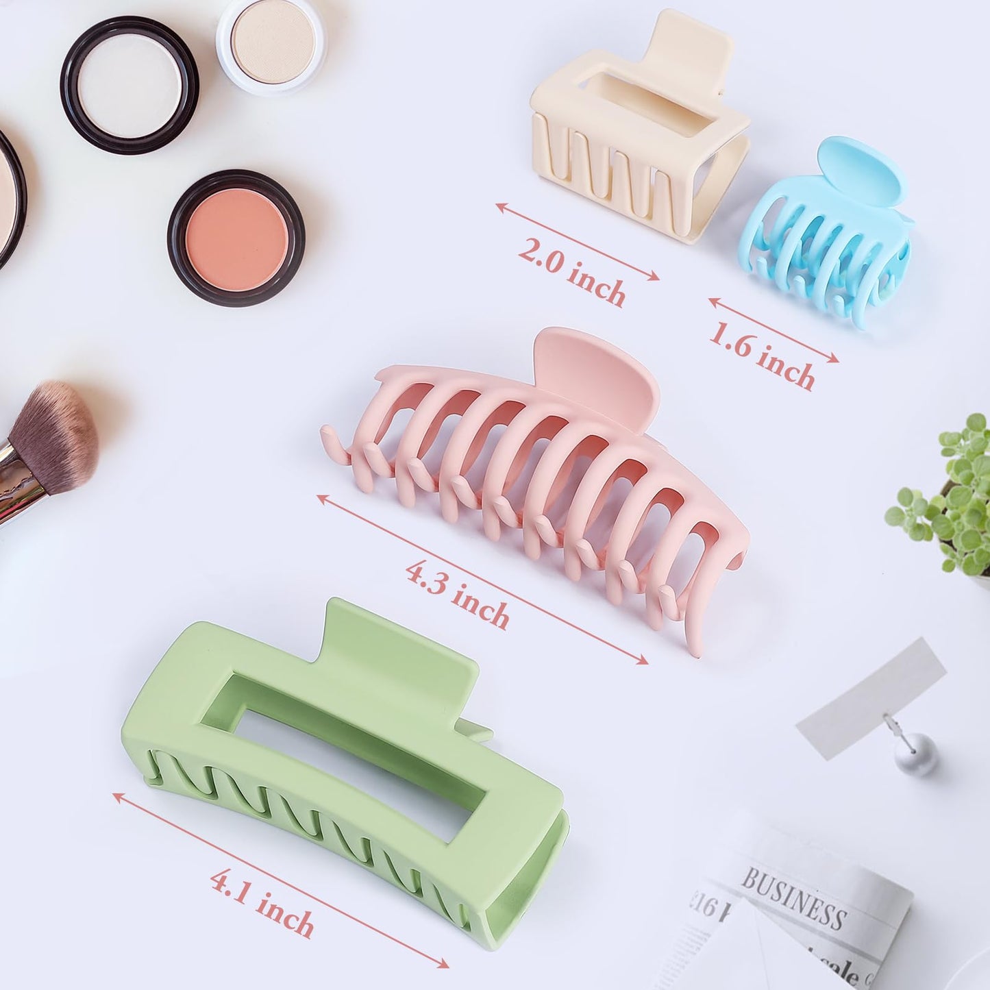 Hair Clips 16 Pcs for Women - Large and Small Matte Banana Clips for Thin, Thick, Curly Hair, Strong Hold Nonslip Hair Claws