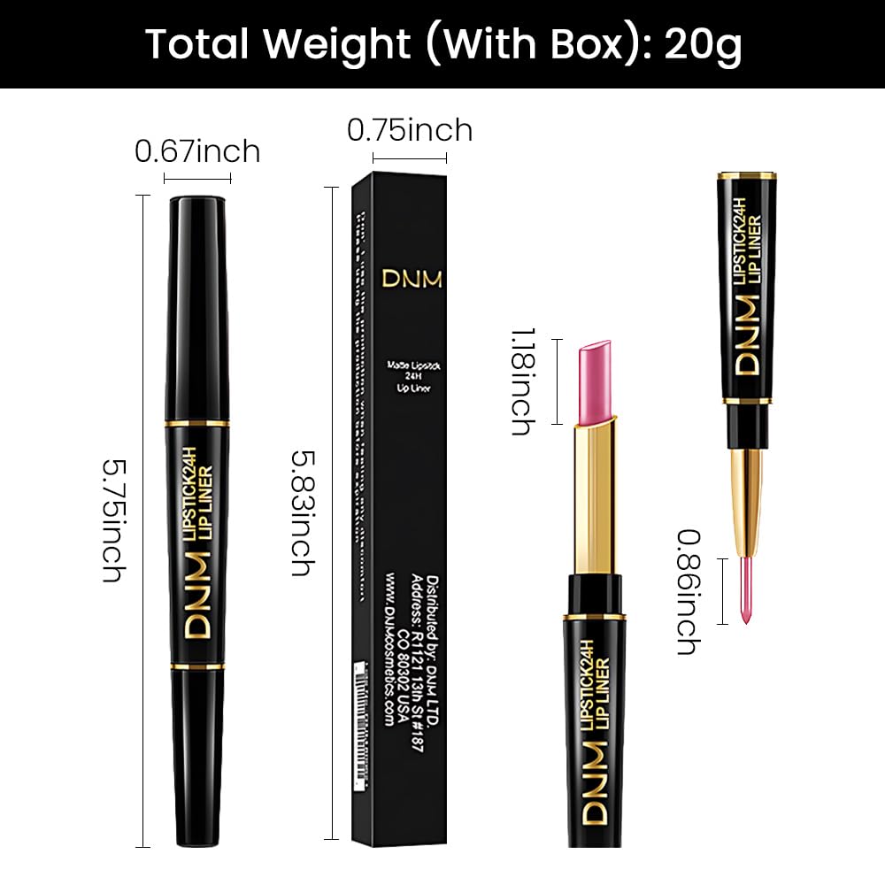 HHLTOH 2-in-1 Rose Lip Liner & Lipstick Set Kit for Women, Metallic Lips Kit with Lip Liner Lip Stains Long Lasting Waterproof 24 Hour Lipstick and Lip Liners Combo Lipliners Pencil Set 21