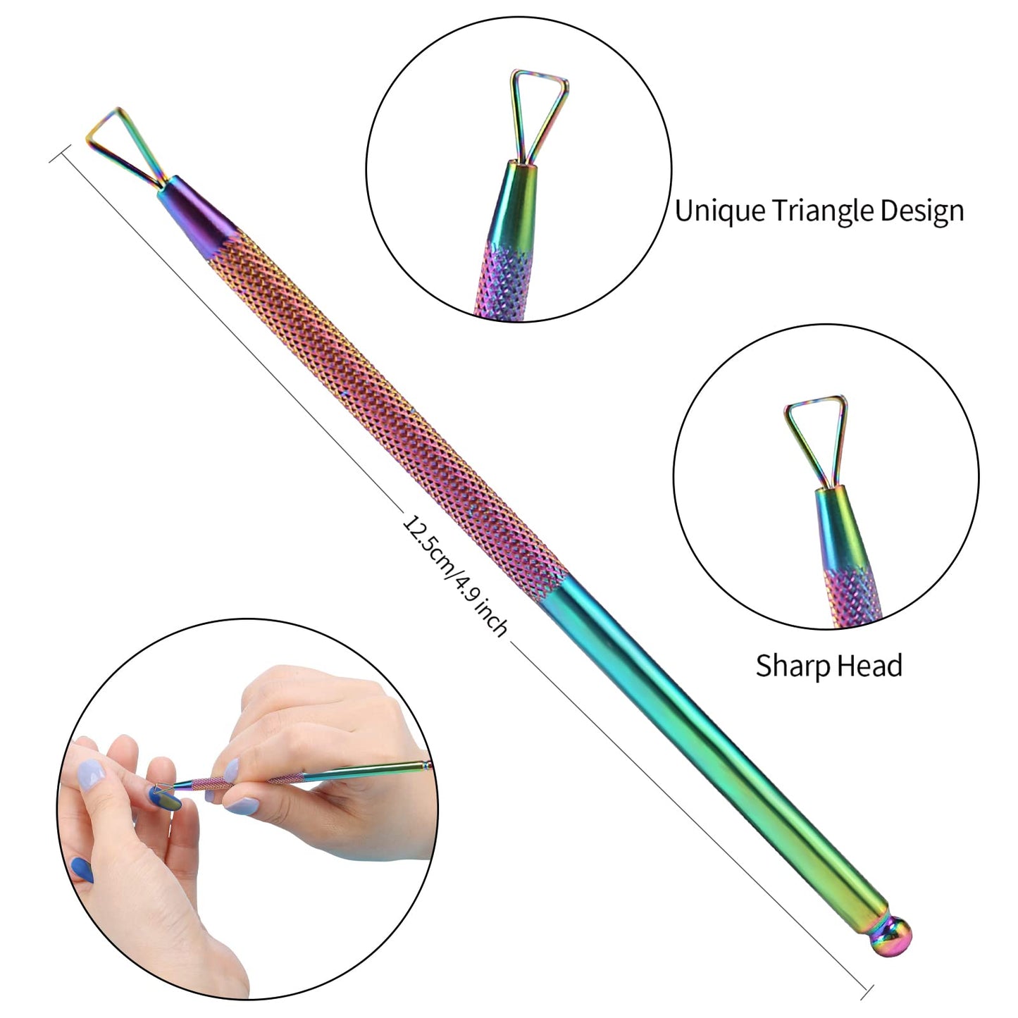 Cuticle Trimmer with Cuticle Pusher, SoHai Cuticle Remover Cutter Nipper and Triangle Cuticle Nail Pusher Peeler Scraper, Durable Dead Skin Clipper Manicure Pedicure Tools (Colorful)
