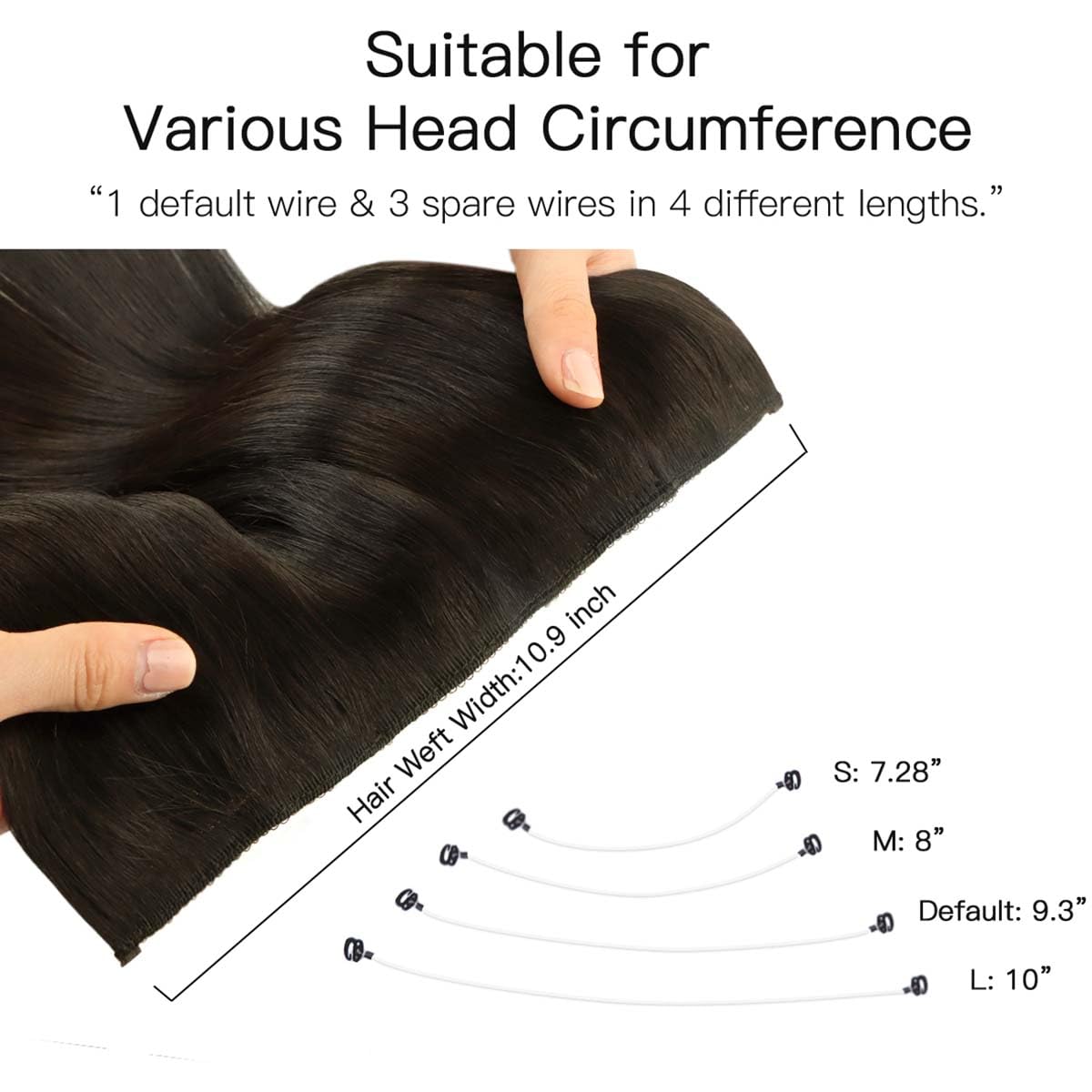 HOTBANANA Wire Hair Extensions, 12 inch 70g Dark Brown Fish Line Hair Extensions Real Human Hair Straight Invisible Wire Hair Extensions Remy Hair Extensions