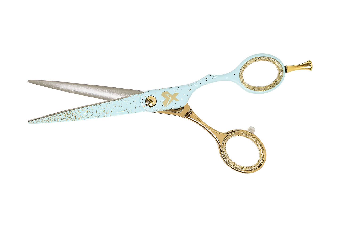 Cricket Shear Xpressions Hustle & Shine 5.75" Professional Hair Cutting Scissors - Barber Scissors, Japanese Stainless Steel for Stylists and Home Use, People Pleaser, Blue