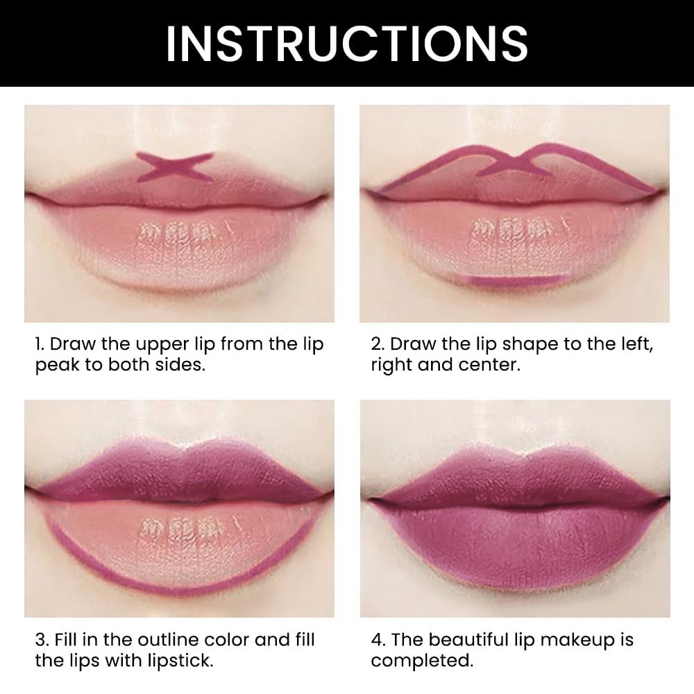 HHLTOH 2-in-1Light Plum Rose Lip Liner & Lipstick Set Kit for Women, Matte Lips Kit with Lip Liner Lip Stains Long Lasting Waterproof 24 Hour Lipstick and Lip Liners Combo Lipliners Pencil Set 24
