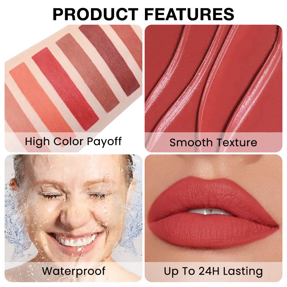 HHLTOH Matte Red Retractable Lipliner Pencil, Highly-Pigmented lip pencil, Long Lasting Waterproof Makeup Crayon for Lip Liner and Eye Liner, Smooth and Creamy, Rich Colors, Smooth Application, 04#