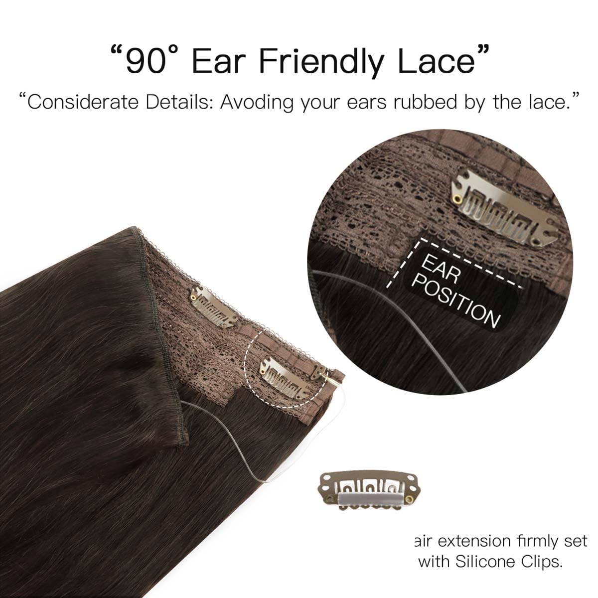 HOTBANANA Wire Hair Extensions, 12 inch 70g Dark Brown Fish Line Hair Extensions Real Human Hair Straight Invisible Wire Hair Extensions Remy Hair Extensions