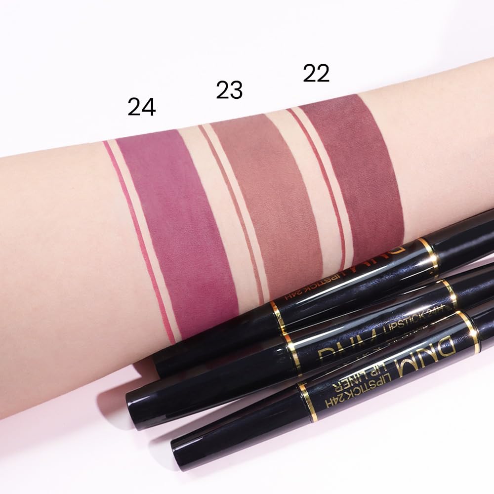 HHLTOH 2-in-1Light Plum Rose Lip Liner & Lipstick Set Kit for Women, Matte Lips Kit with Lip Liner Lip Stains Long Lasting Waterproof 24 Hour Lipstick and Lip Liners Combo Lipliners Pencil Set 24