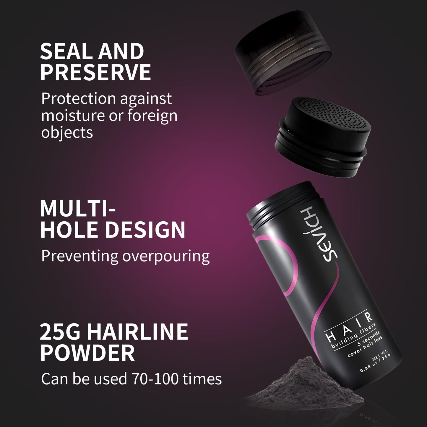 SEVICH Hair Fibers for Thinning Hair, Hair Building Fibers Instantly Thicker & Fuller Look,Hair Powder for Men & Women 25g Blonde