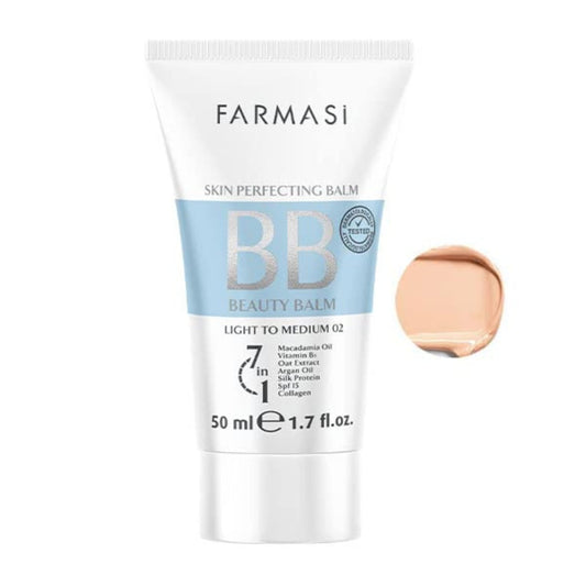 FARMASi Make Up BB Cream Beauty Balm, Full-Coverage Foundation, Concealer, Moisturizer BB Cream for All Skin Types, 1.7 fl. oz. / 50 ml (Light to medium)