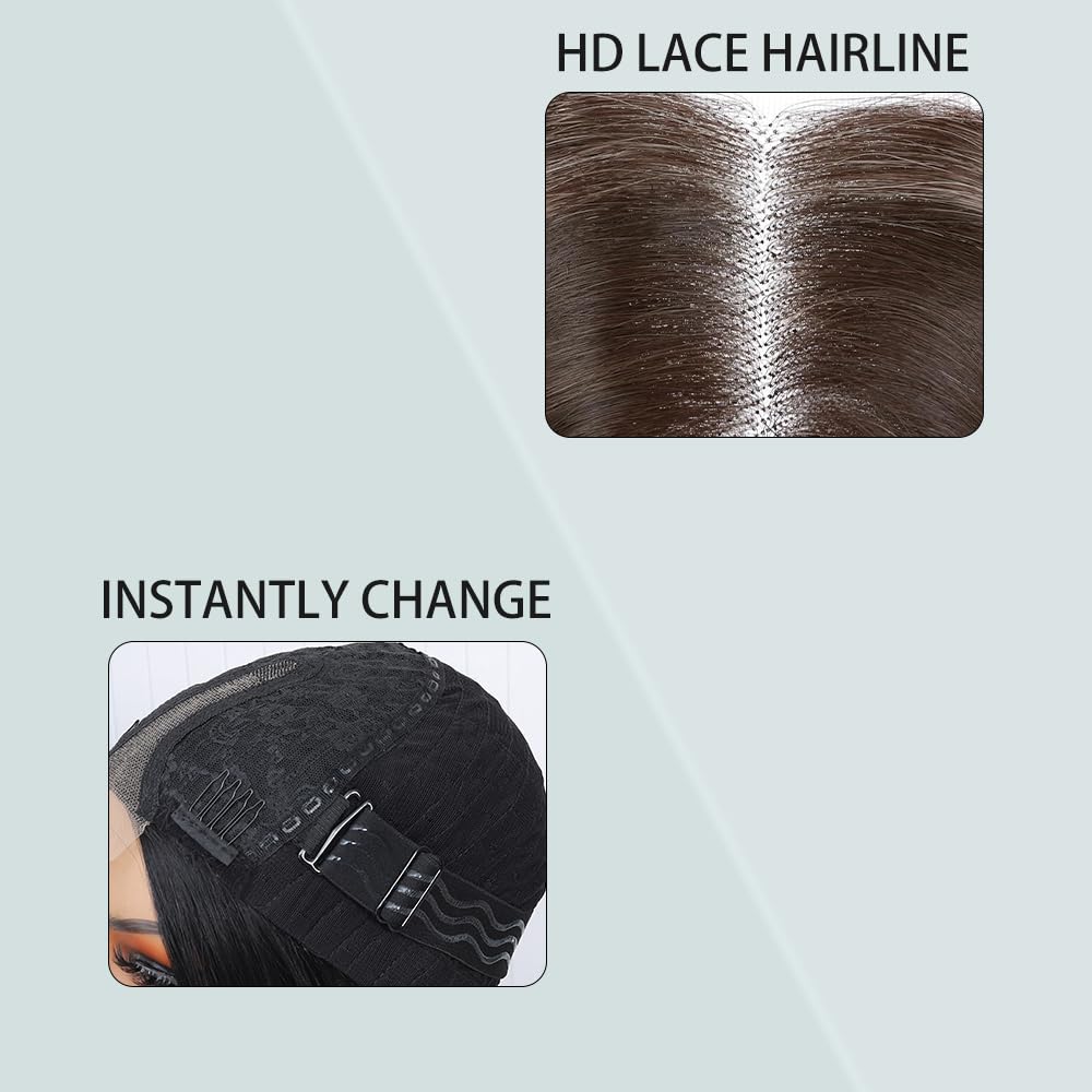 HMHIFI Long Ombre Blonde Highlights Wig for Women 26 inch 4x1 Lace Hairline Wigs Upgraded Protein Fiber Natural Looking Hair Replacement Wig Cosplay Costume Halloween Wig