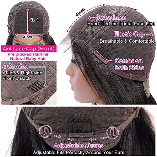 Hedy 10A Glueless Human Hair Wigs for Black Women 180 Density HD Transparent Body Wave Lace Front Wigs, Pre Plucked with Baby Hair Natural Black 26 Inch