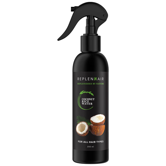 Replenhair Rice Water Coconut Hair Growth Spray - Leave In Conditioner Infused with Coconut Oil Hair & Essential Oil for Hair Growth, Reduces Hair Fall, Dandruff & & Promotes Thicker Hair - 250ml