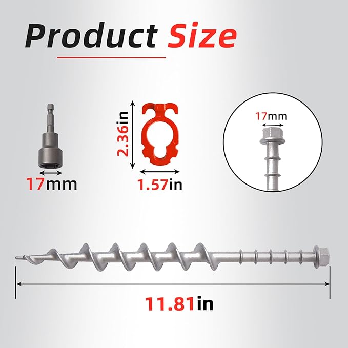 Ground Anchors Aluminum Tent Stakes Heavy Duty Tent Anchors for Swing Set Anchors Screw in kit for Securing Animals,Tents, Canopies, Sheds,Amusement Facilities,Swing Sets Outdoor-12 Packs