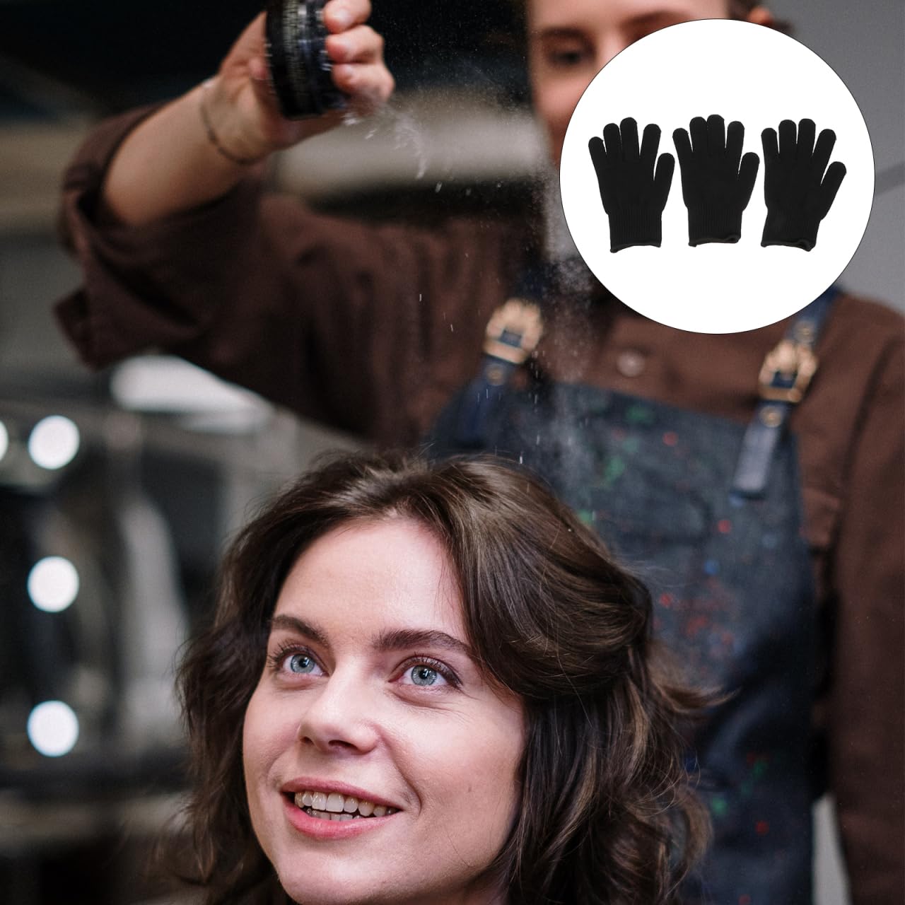 MERRYHAPY 3Pcs Heat Resistant Gloves for Hair Styling Professional Heat Mitts for Curling and Flat Use for Safe Hair Curling and Styling