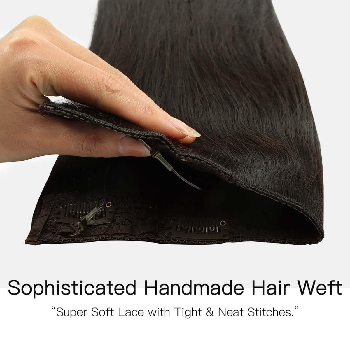 HOTBANANA Wire Hair Extensions, 12 inch 70g Dark Brown Fish Line Hair Extensions Real Human Hair Straight Invisible Wire Hair Extensions Remy Hair Extensions