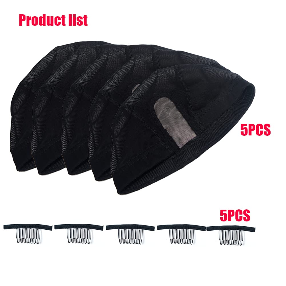 Highshion 5pcs Spandex Mesh Dome Wig Cap For Making wig, Elastic Dome Mesh Cap small holes, Dome caps for men women