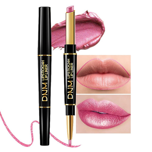 HHLTOH 2-in-1 Rose Lip Liner & Lipstick Set Kit for Women, Metallic Lips Kit with Lip Liner Lip Stains Long Lasting Waterproof 24 Hour Lipstick and Lip Liners Combo Lipliners Pencil Set 21
