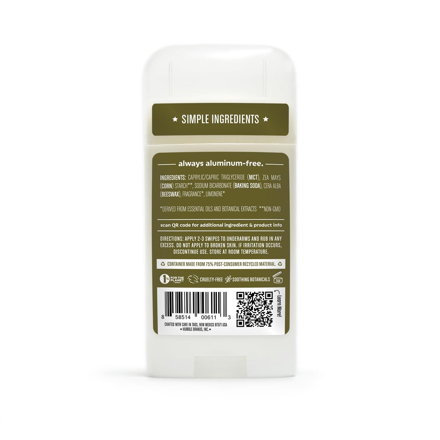 HUMBLE BRANDS Original Formula Aluminum-free Deodorant. Long Lasting Odor Control with Baking Soda and Essential Oils, Assorted, 3-Pack