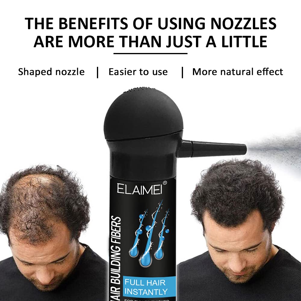 Hair Fibers for Thinning Hair, Natural Formula Hair Fiber, Hair Building Fibers Refill Thicker Hair in 15 Seconds, Conceals Hair Loss & Look Younger, Designed for Men & Women (Black)