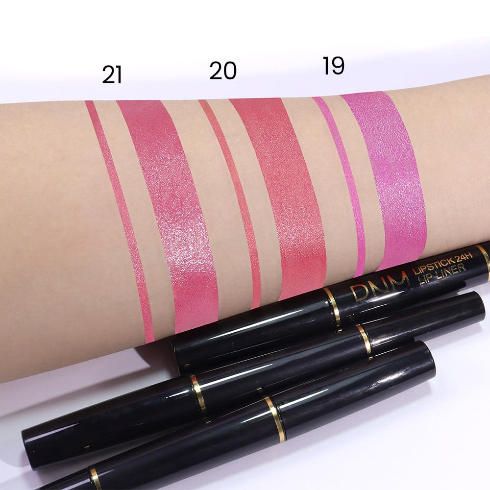 HHLTOH 2-in-1 Rose Lip Liner & Lipstick Set Kit for Women, Metallic Lips Kit with Lip Liner Lip Stains Long Lasting Waterproof 24 Hour Lipstick and Lip Liners Combo Lipliners Pencil Set 21