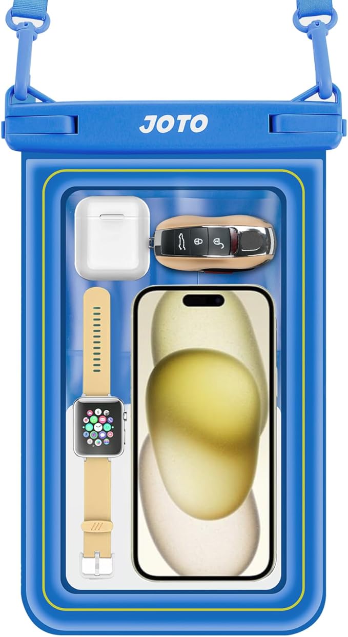 JOTO [IP68 Floatable Large Floating Waterproof Phone Pouch Up to 10", Underwater Phone Case Cellphone Dry Bag for iPhone 16 15 14 13 12 11 Pro Max Xs Max XR X 8 7 Plus SE/Galaxy S24 S23 S22 -Blue
