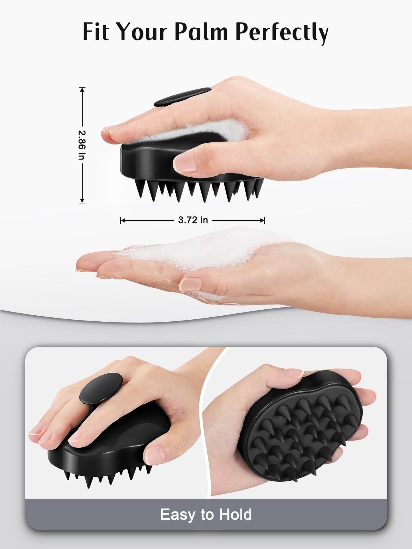 HEETA Hair Scalp Massager Shampoo Brush 2 Pack, Soft Silicone Bristles to Remove Dandruff, Waterproof Hair Scrubber for Both Wet Dry Hair, Suitable for Men & Women (Black & Purple)