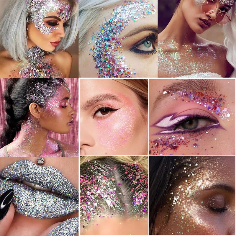 Gold Body Glitter Stick,Holographic Sequins Paint Sparkling Face Glitter for Women Face/Body/Hair/Eyes/Lip Glitter Makeup.