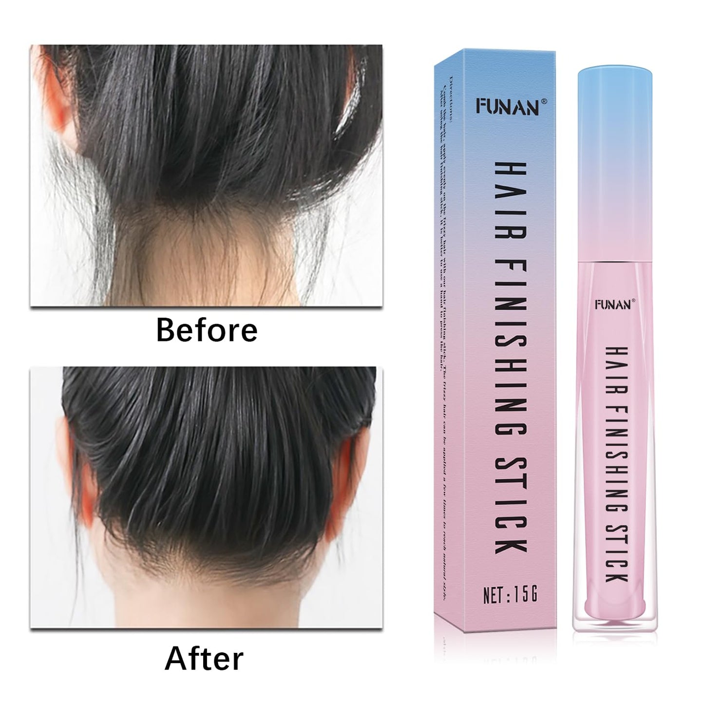 5 Packs Set Hair Wax Stick，Hair Finishing Stick and Edge Brush Rat Tail Comb Bristle Hair Brush，Slick Stick for Hair Non-greasy Styling Hair Pomade Stick，Hair Bun Hair Accessories for Women Grils