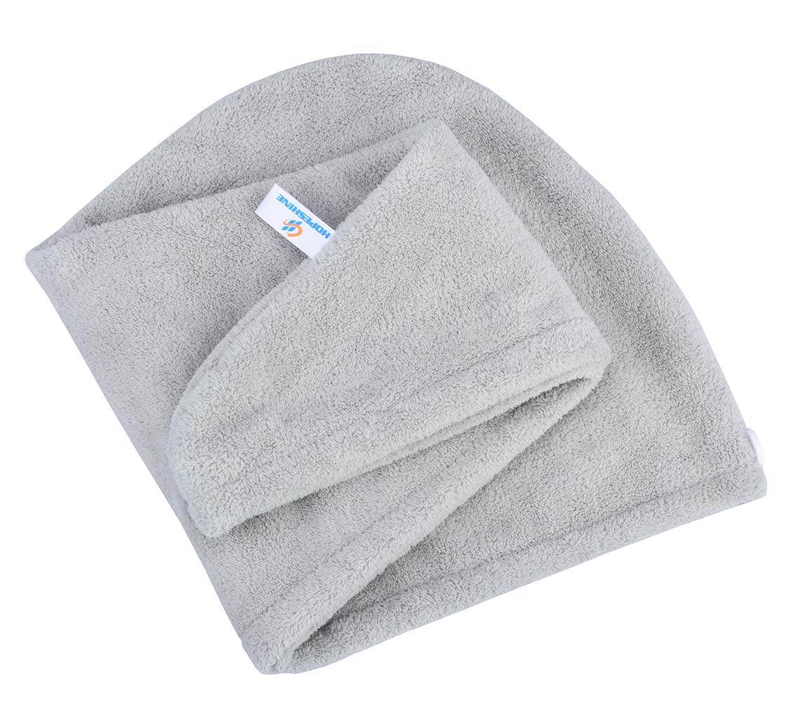 HOPESHINE Women's Soft Shower Hair Towel Twist Hair Turban Wrap Drying Cap Great Gift for Women (Grey 3-Pack)