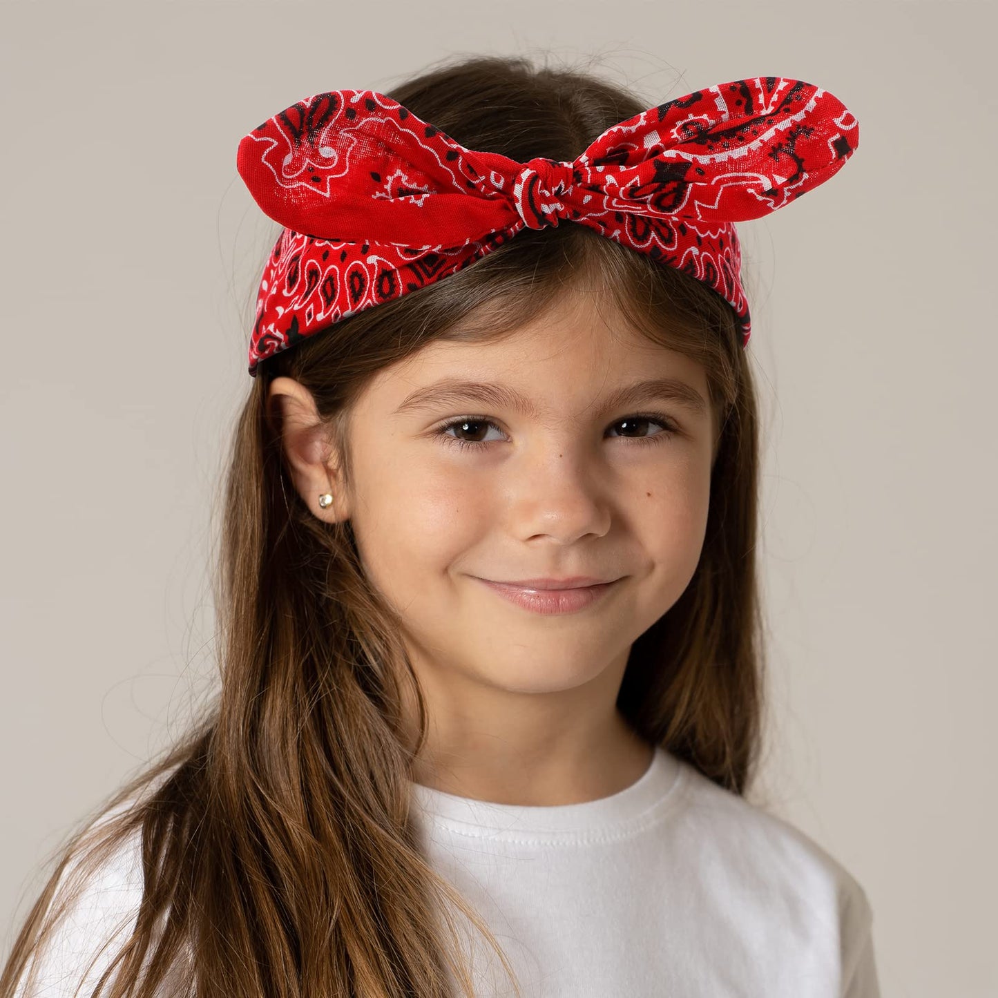 Hicarer 2 Pieces Bandana Headband for Women, Knot Retro Print Bandana Paisley Print Headband Adjustable Headwrap(Red, White)