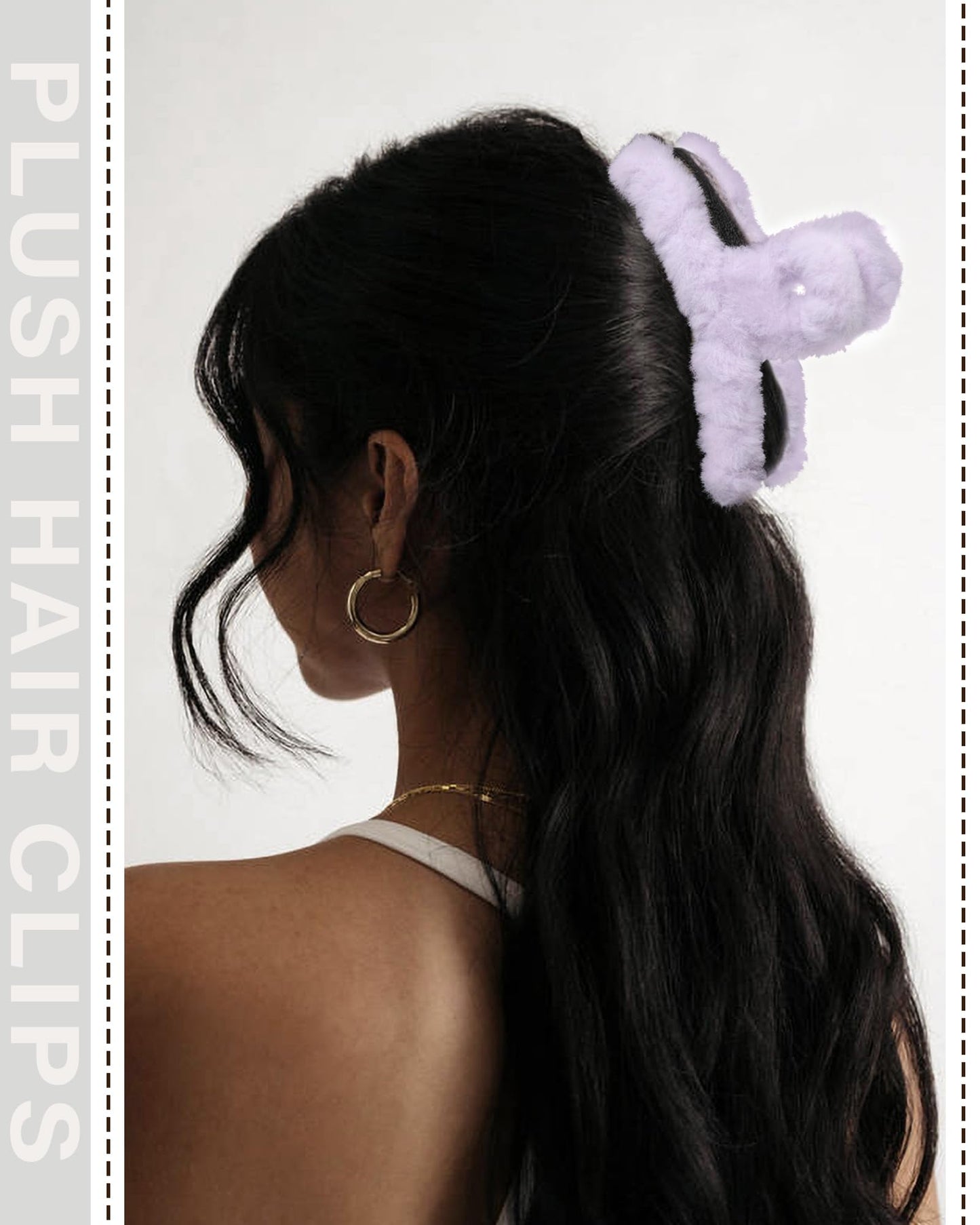 Plush Claw Clip for Thick Hair - 6 Pcs Rectangular Cute Hair Clips & Barrettes for Women, Large Non-Slip Jaw Clips for Thin Hair/Girls (Purple/Pink/Khaki/Light Pink/Beige)