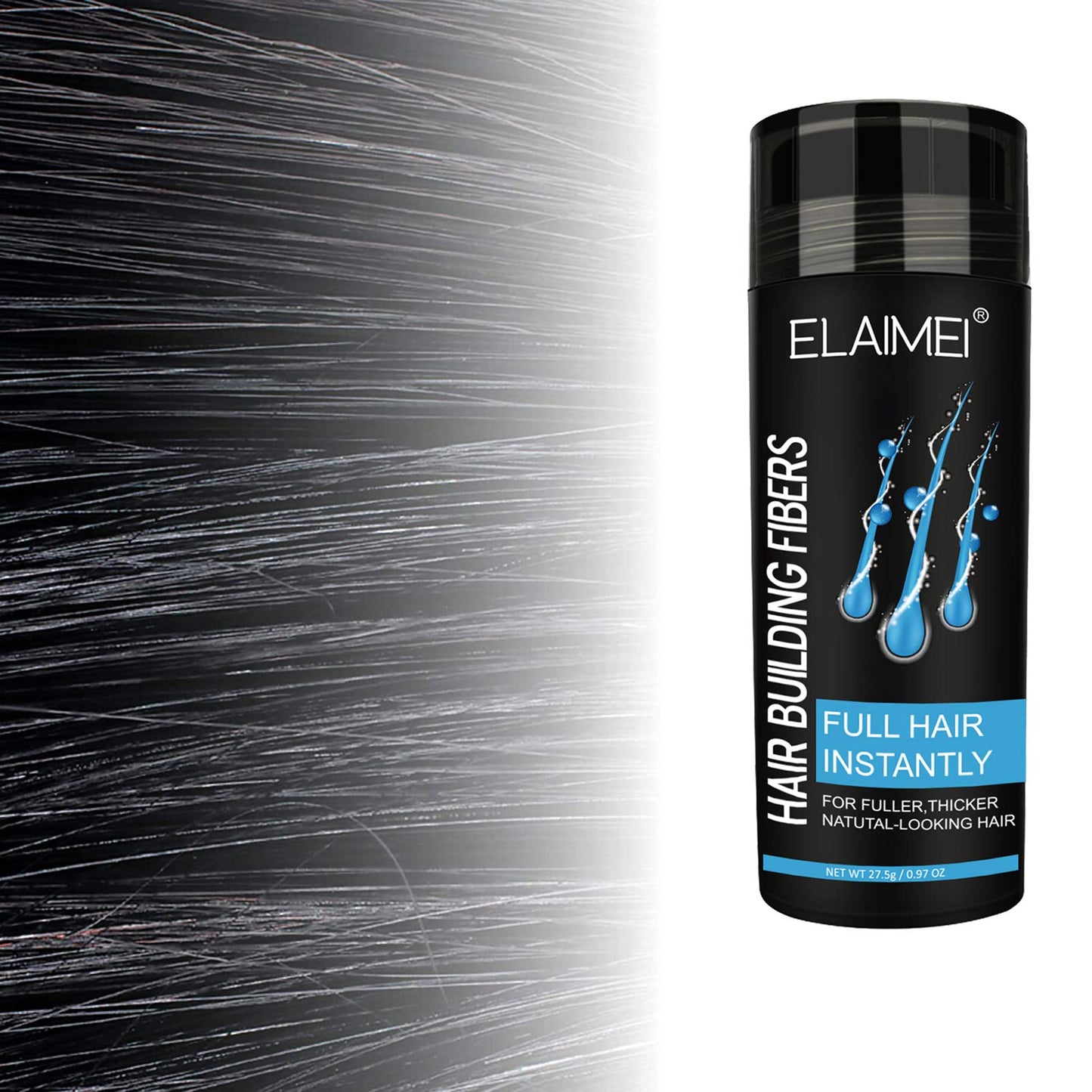 Hair Fibers for Thinning Hair, Natural Formula Hair Fiber, Hair Building Fibers Refill Thicker Hair in 15 Seconds, Conceals Hair Loss & Look Younger, Designed for Men & Women (Black)