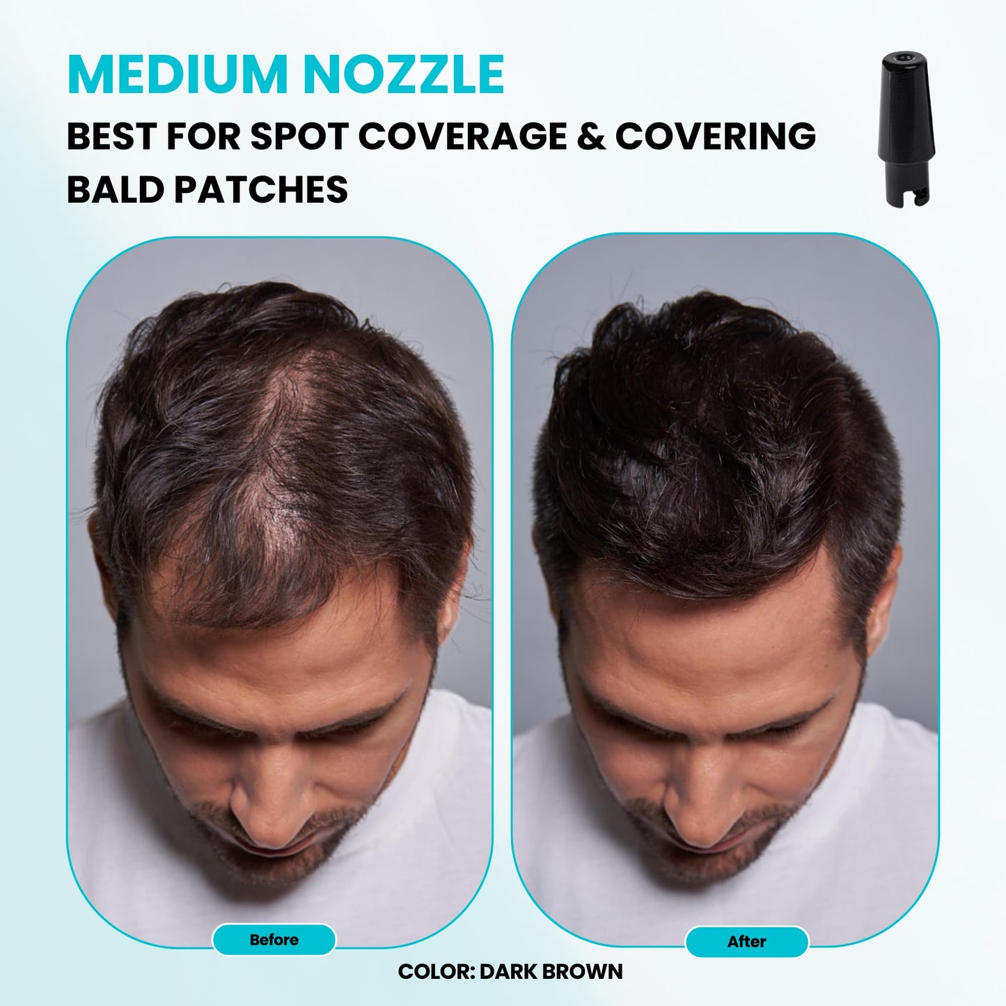 Hair Building Fibers, 15G, with BONUS Pump Applicator, Hairline Comb and 3 Nozzles, Hair and Hairline Filler Kit For Men and Woman (Light Brown)
